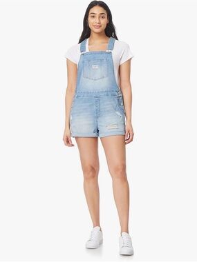 3 for $21- Wallflower 1990s Inspired Denim Short Overalls with Bib Pocket